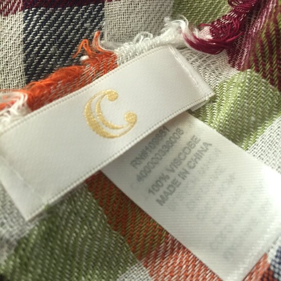 C Womens Multicolored Rainbow Plaid Tassels Scarf Fall K97 - Picture 2 of 2